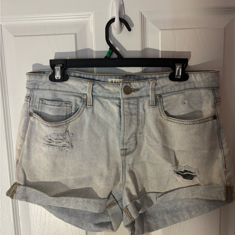 Bullhead Faded Blue Ripped Jean Shorts